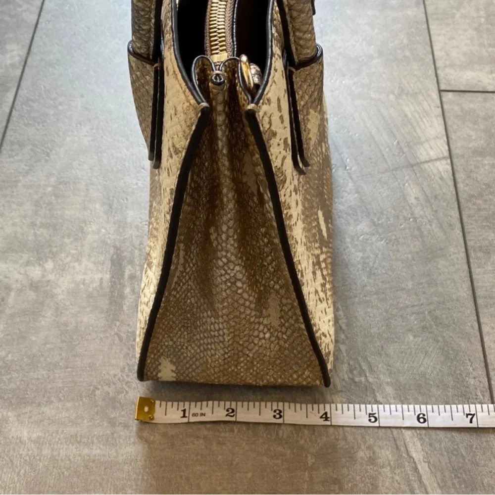 Michael Kors Beige/Gold Python Embossed Leather Small Mercer Tote EUC